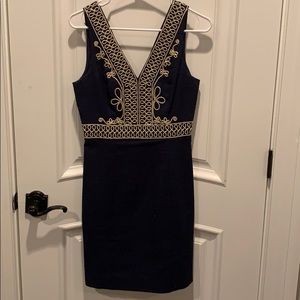 Navy and gold Lilly Pulitzer cocktail dress